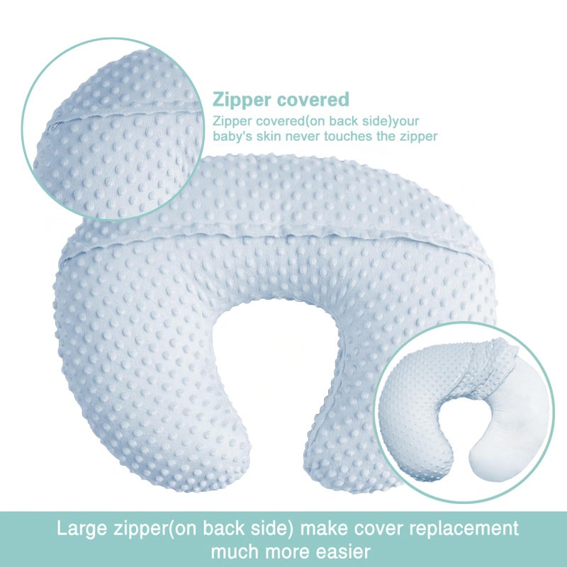 OWLOWLA Nursing Pillow Cover, Breastfeeding Pillow Slipcover Fits Nursing Pillow for Baby Boy Girl(Baby Blue) - Image 3